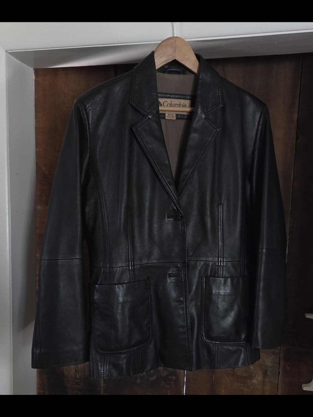 Columbia Black Leather Blazer Jacket